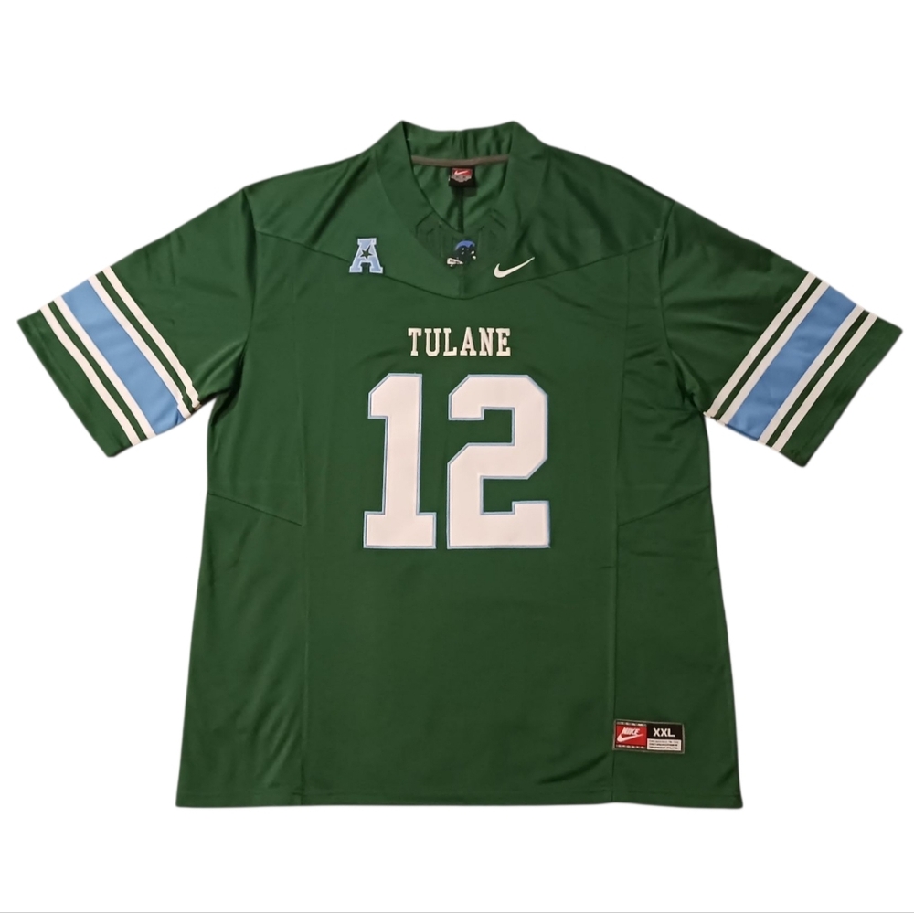 '25 Tulane University Greenwave #12 Jake Reztlaff Green Football Jersey (2XL)
